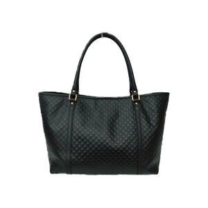 Gucci leather Bag logo Tote GG black